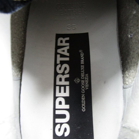 Golden Goose Sneakers Womens Size 36 Eu 5.5 Us Superstar Silver Leather Sparkle - Picture 10 of 11